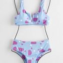 V Wired Allover Print Bikini Swimsuit