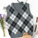 V-neck Argyle Pattern Sweater Vest