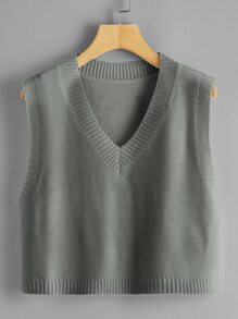 V-neck Crop Sweater Vest