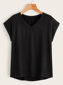 V-neck Dip Hem Tee