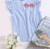 V-neck Ruffle Armhole Striped Top