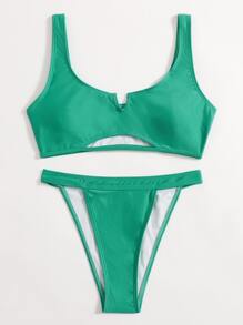 V-wired Cut Out Bikini Swimsuit