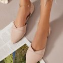 Vegan Suede Pointed Toe Dorsay Flats