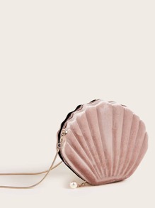 Velvet Shell Shaped Crossbody Bag