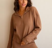 Waffle Knit Half Zip Tee