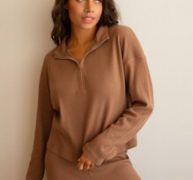 Waffle Knit Half Zip Tee