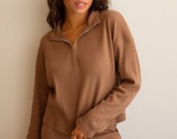 Waffle Knit Half Zip Tee