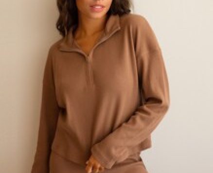 Waffle Knit Half Zip Tee