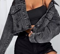 Washed Frayed Hem Ripped Denim Jacket