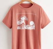 Wave Graphic Drop Shoulder Tee