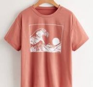 Wave Graphic Drop Shoulder Tee