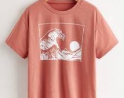 Wave Graphic Drop Shoulder Tee
