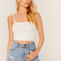 White Ribbed Crop Cami