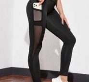 Wide Band Waist Contrast Mesh Sports Leggings