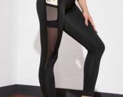 Wide Band Waist Contrast Mesh Sports Leggings