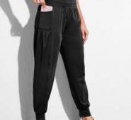 Wide Band Waist Sports Pants With Phone Pocket