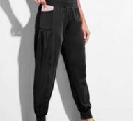 Wide Band Waist Sports Pants With Phone Pocket