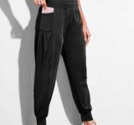 Wide Band Waist Sports Pants With Phone Pocket