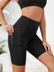 Wide Band Waist Sports Shorts With Phone Pocket