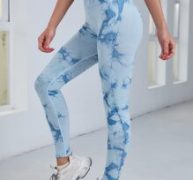 Wide Band Waist Tie Dye Seamless Sports Leggings