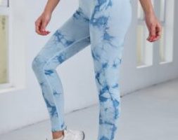 Wide Band Waist Tie Dye Seamless Sports Leggings