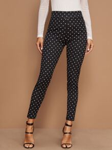 Wide Waistband Polka Dot Leggings