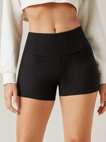 Wide Waistband Rib-knit Biker Shorts