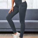 Wide Waistband Sports Leggings With Phone Pocket