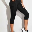 Wideband Waist Capris Sports Leggings With Phone Pocket