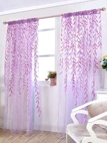 Willow Leaves Sheer Mesh Curtain 1pc