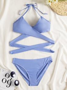 Wrap Criss Cross Bikini Swimsuit