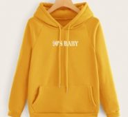 Yellow Raglan Sleeve Slogan Graphic Hoodie