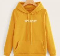 Yellow Raglan Sleeve Slogan Graphic Hoodie
