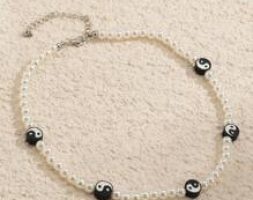 Yin & Yang Decor Faux Pearl Beaded Necklace