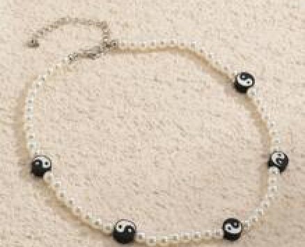 Yin & Yang Decor Faux Pearl Beaded Necklace