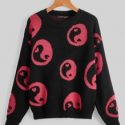 Yin & Yang Pattern Drop Shoulder Sweater