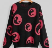 Yin & Yang Pattern Drop Shoulder Sweater