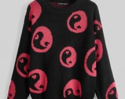 Yin & Yang Pattern Drop Shoulder Sweater