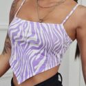 Zebra Striped Asymmetrical Hem Cami Top