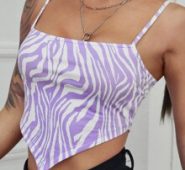 Zebra Striped Asymmetrical Hem Cami Top