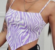 Zebra Striped Asymmetrical Hem Cami Top