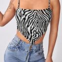 Zebra Striped Asymmetrical Hem Cami Top