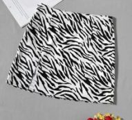 Zebra Striped Split Hem Skirt