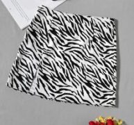 Zebra Striped Split Hem Skirt