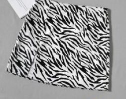 Zebra Striped Split Hem Skirt