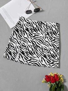 Zebra Striped Split Hem Skirt