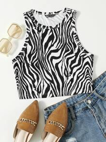 Zebra Striped Tank Top