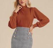 Zip Back Lettuce Frill Blouse