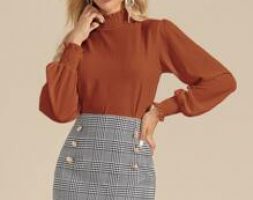 Zip Back Lettuce Frill Blouse