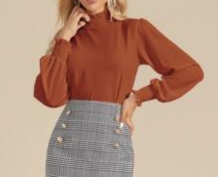 Zip Back Lettuce Frill Blouse